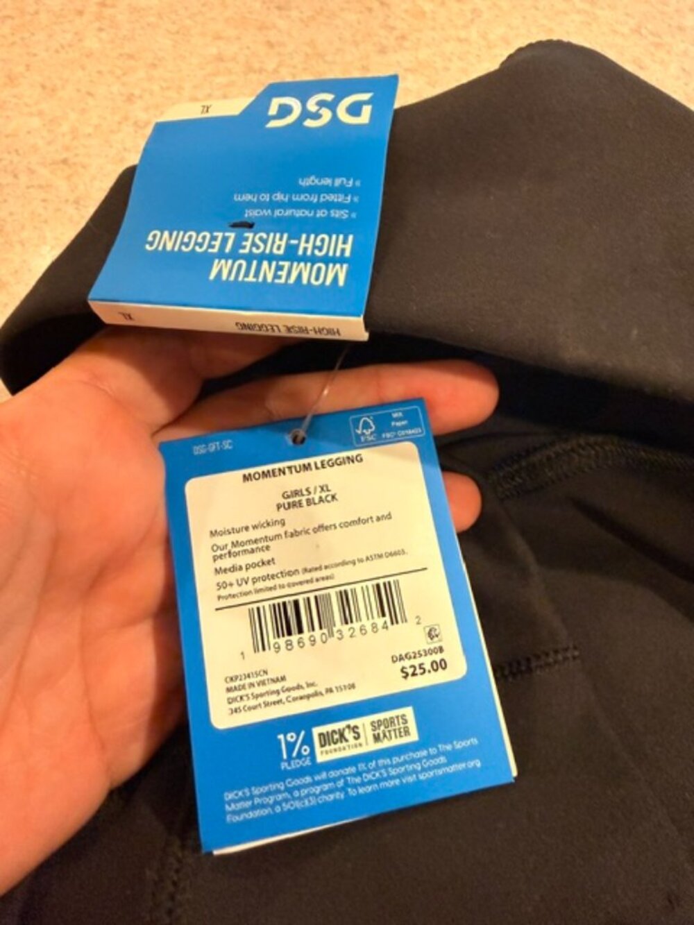 *NEW* girls XL DSG black leggings with pockets